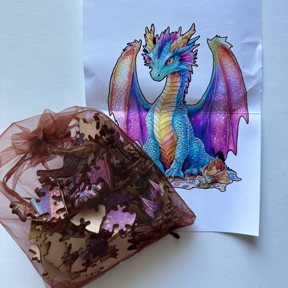 Colorful Wooden Dragon Puzzle – Unique Animal Art Jigsaw Gift
